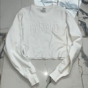 Champion Reverse Weave Harvard White Cropped Sweatshirt